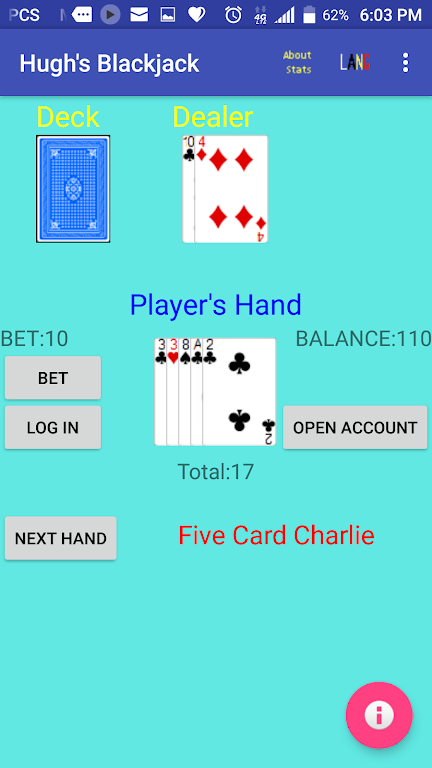 Hugh's Blackjack 螢幕截圖 2