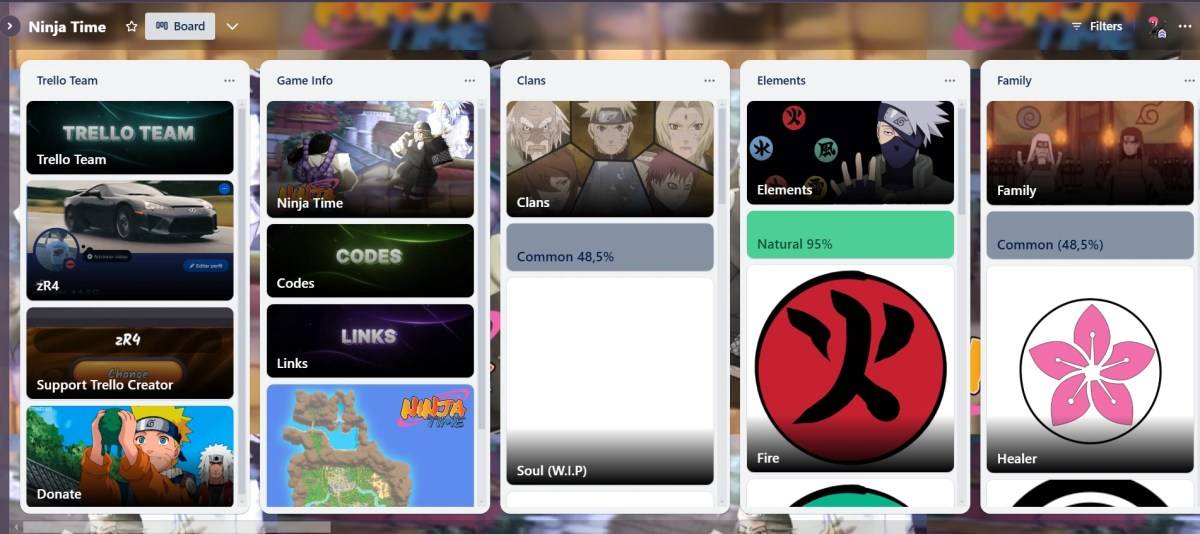Ninja Time Roblox ဂိမ်းအတွက် Trello ဘုတ်အဖွဲ့ကိုကြိုတင်ကြည့်ရှုပါ