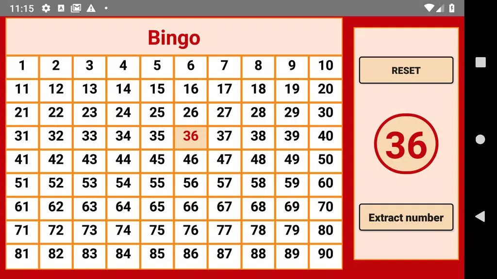 Bingo - numbers extractor - 90 numbers Ảnh chụp màn hình 0