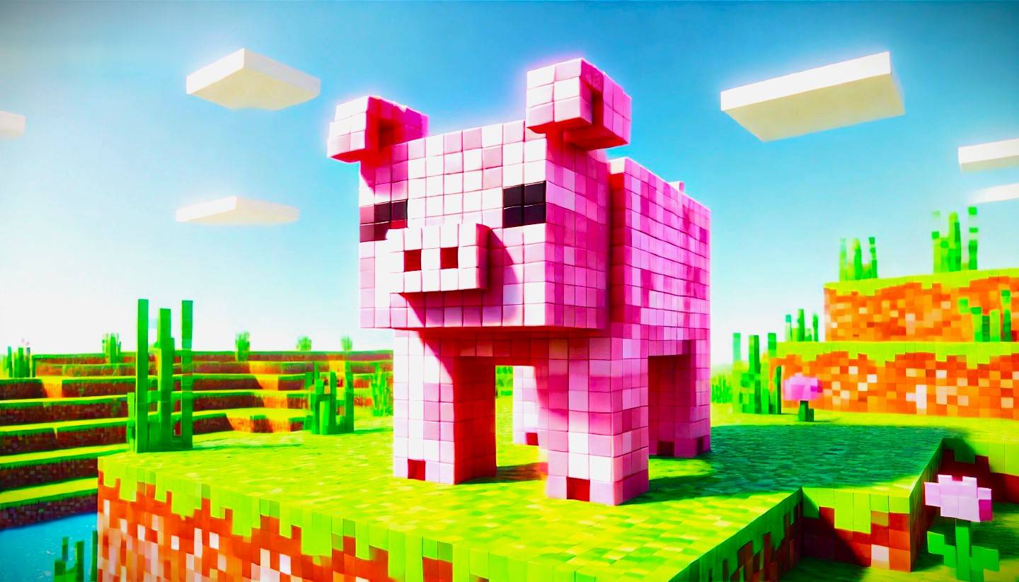 Mobs in Minecraft Enchant: Cute Pink Świnie