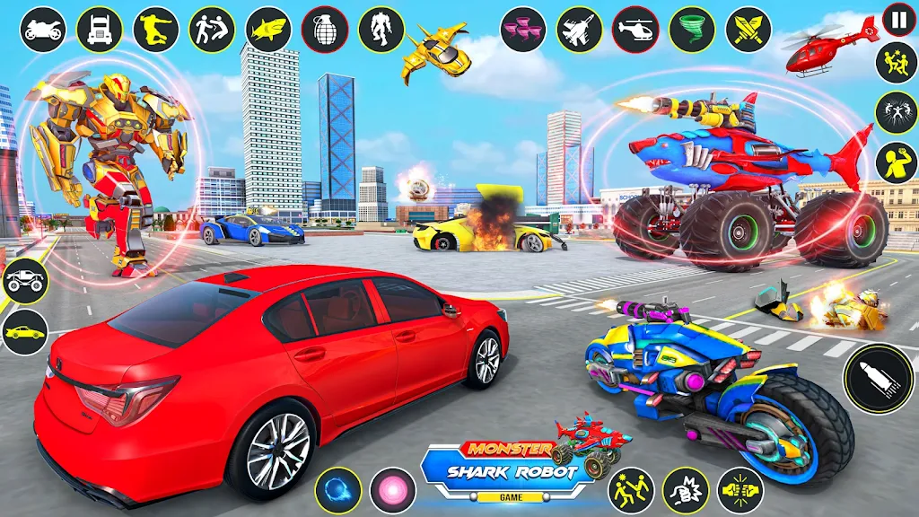 Monster Truck Robot Shark Game Tangkapan skrin 0