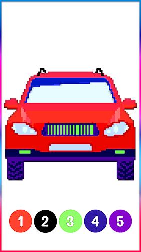 Cars Pixel Art Color by Number 스크린샷 3