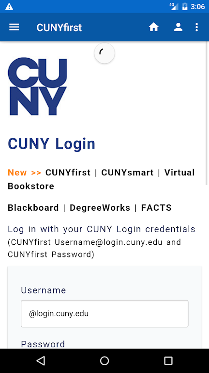 CUNYfirst ဖန်သားပြင်ဓာတ်ပုံ 0