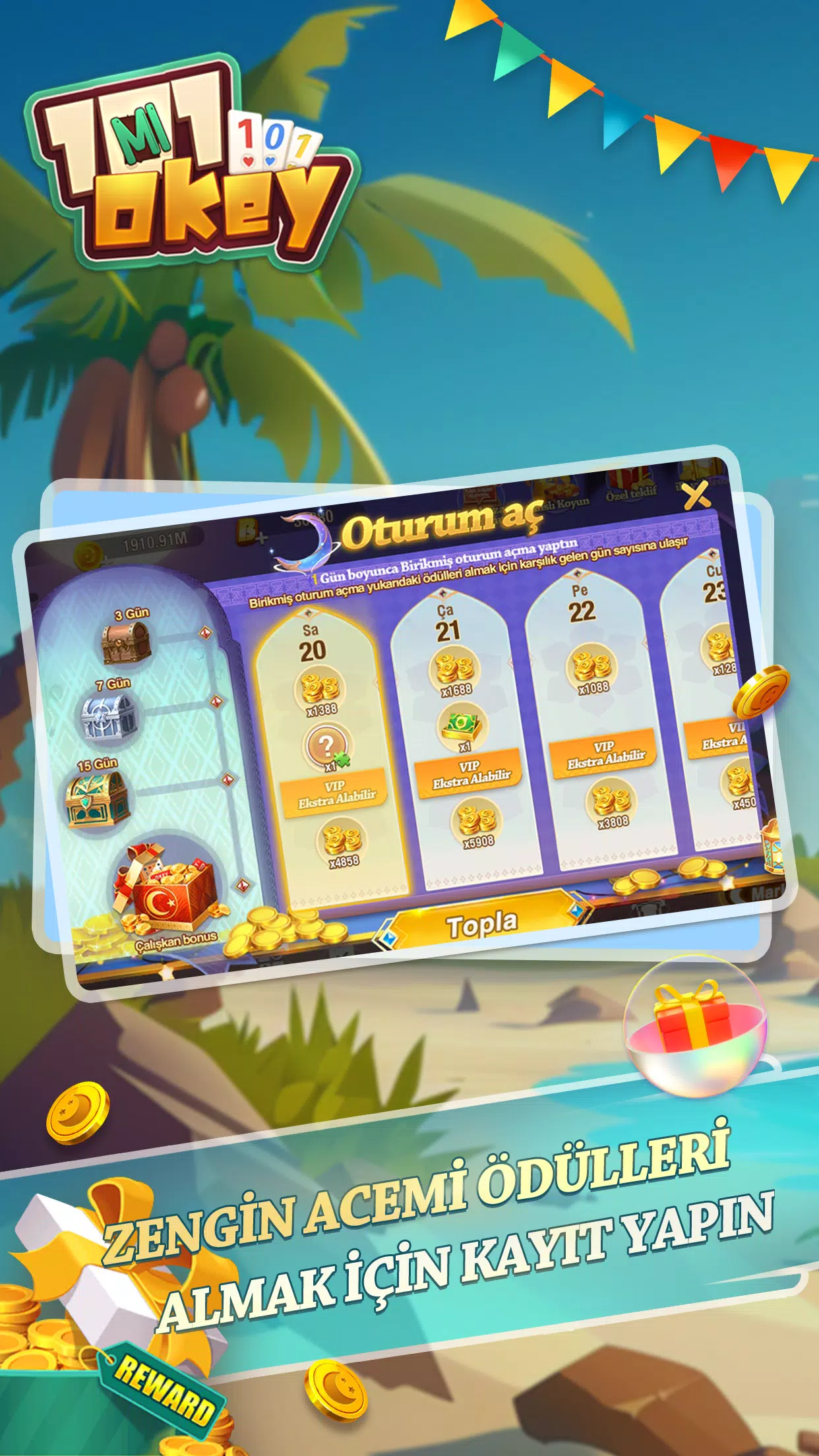 101 Okey Mi&Tavla Capture d'écran 0