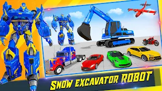 Snow Excavator Robot Car Games Schermafbeelding 1