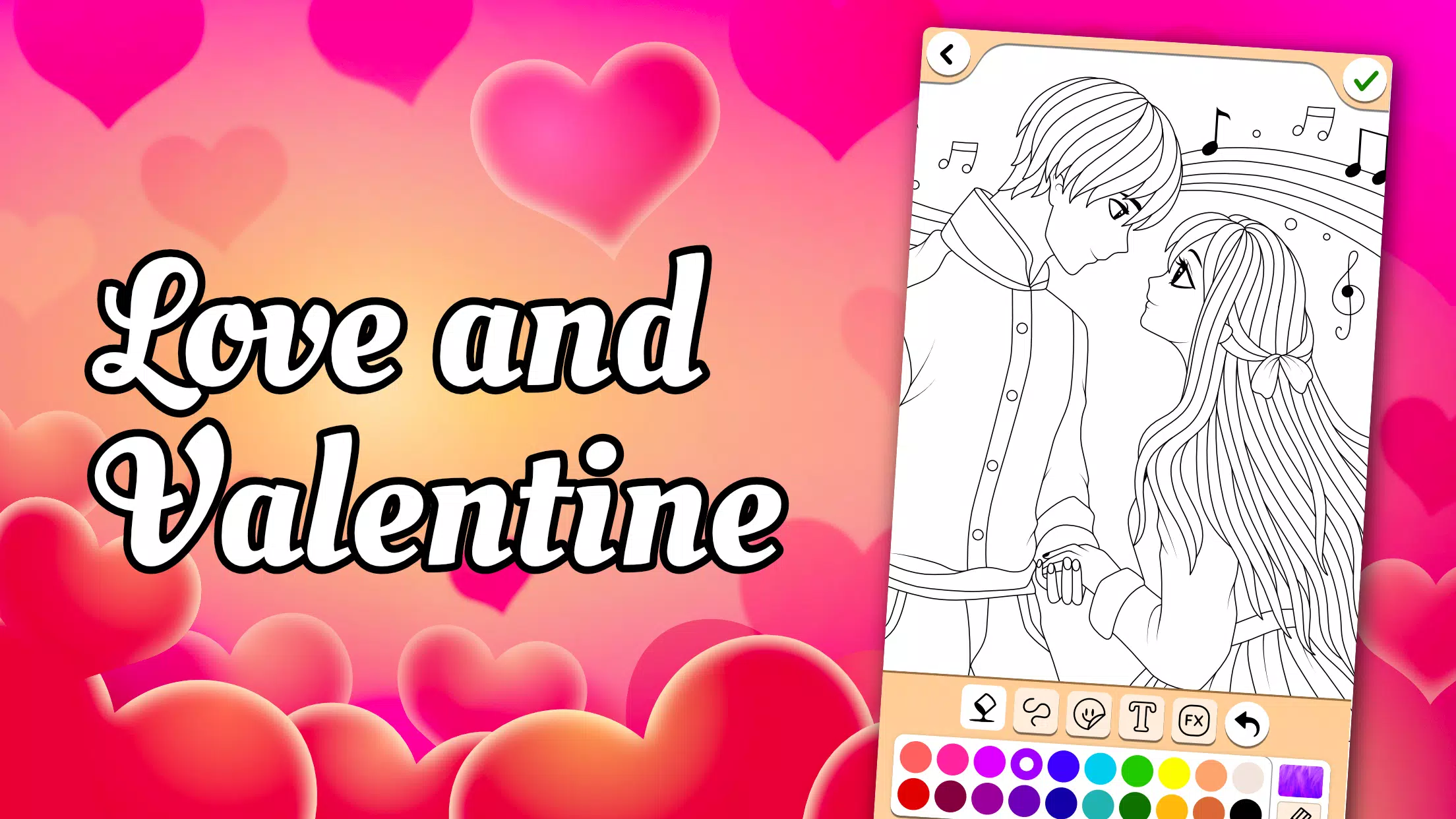 Valentines love coloring book Zrzut ekranu 0