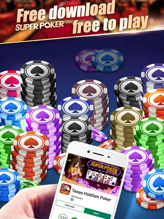 Super Texas Poker--Best Free Texas Hold'em poker स्क्रीनशॉट 0