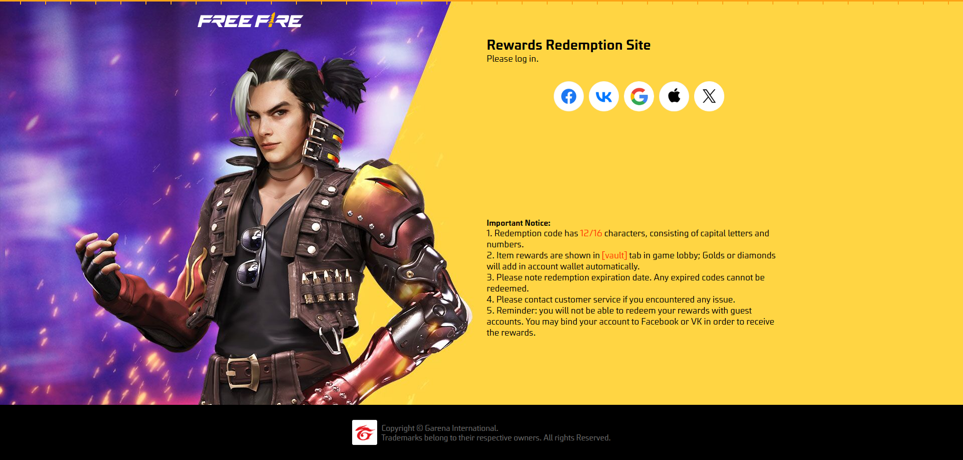 Free Fire MAX Redeem Code Instructions