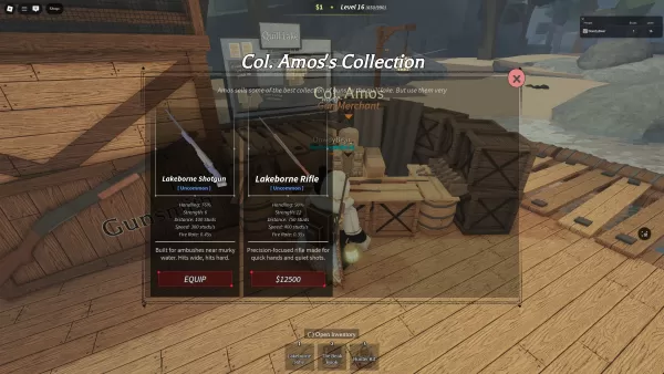 A Beaks player is browsing rifles