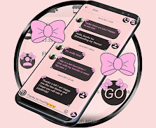 SMS Theme Ribbon Pink messages应用截图第0张