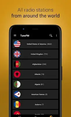 Internet Radio Player - TuneFm Ảnh chụp màn hình 3