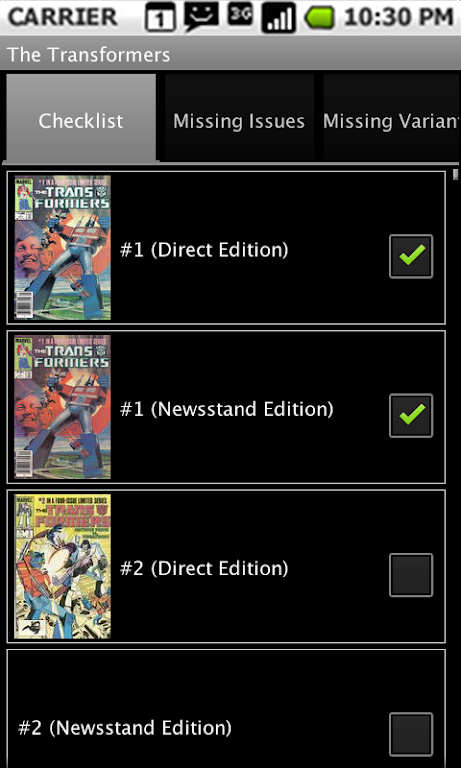 Comic Checklist Lite スクリーンショット 1