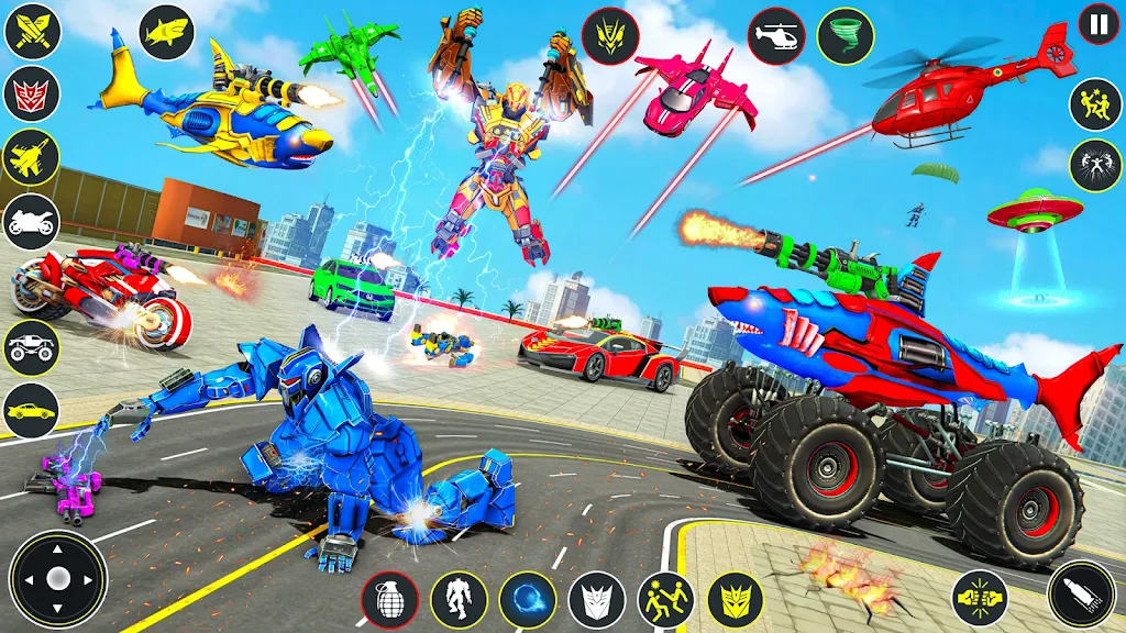 Monster Truck Robot Shark Game Tangkapan skrin 1