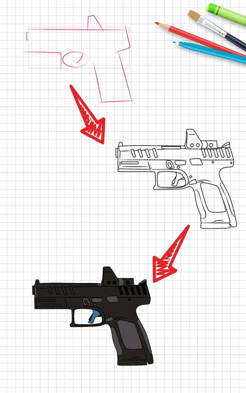 How to draw weapons step by st Ekran Görüntüsü 0