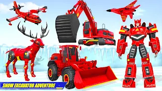 Snow Excavator Robot Car Games Ảnh chụp màn hình 3