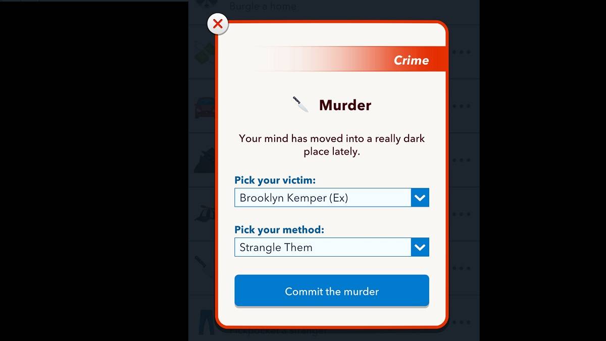 Bitlife erwürgt sie Mordoption