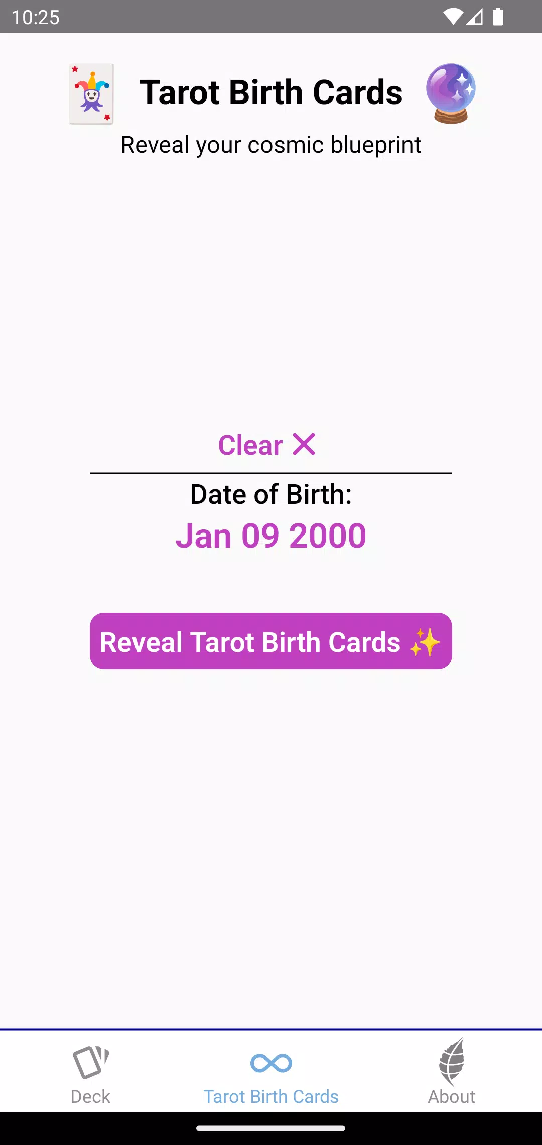 Tarot Birth Cards Captura de pantalla 1