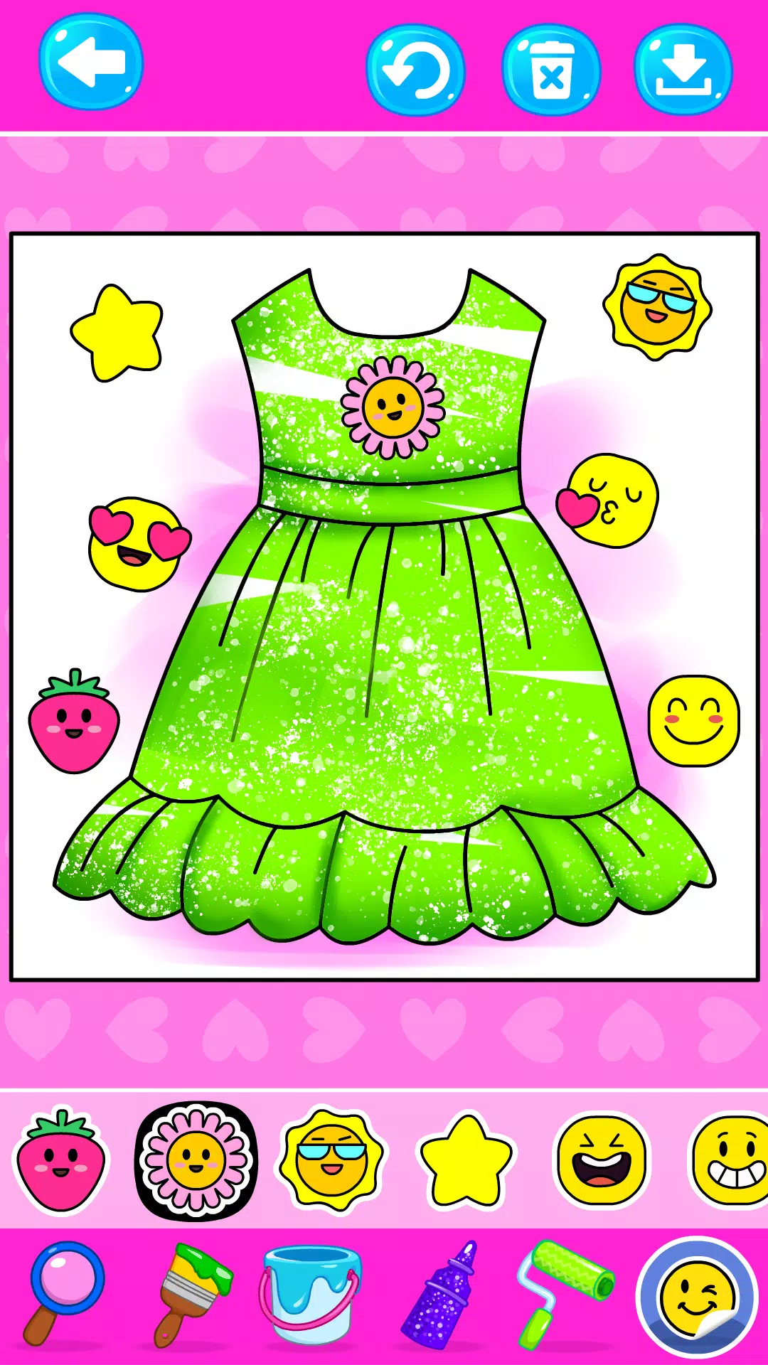 Girls Glitter Dress Coloring Tangkapan skrin 3