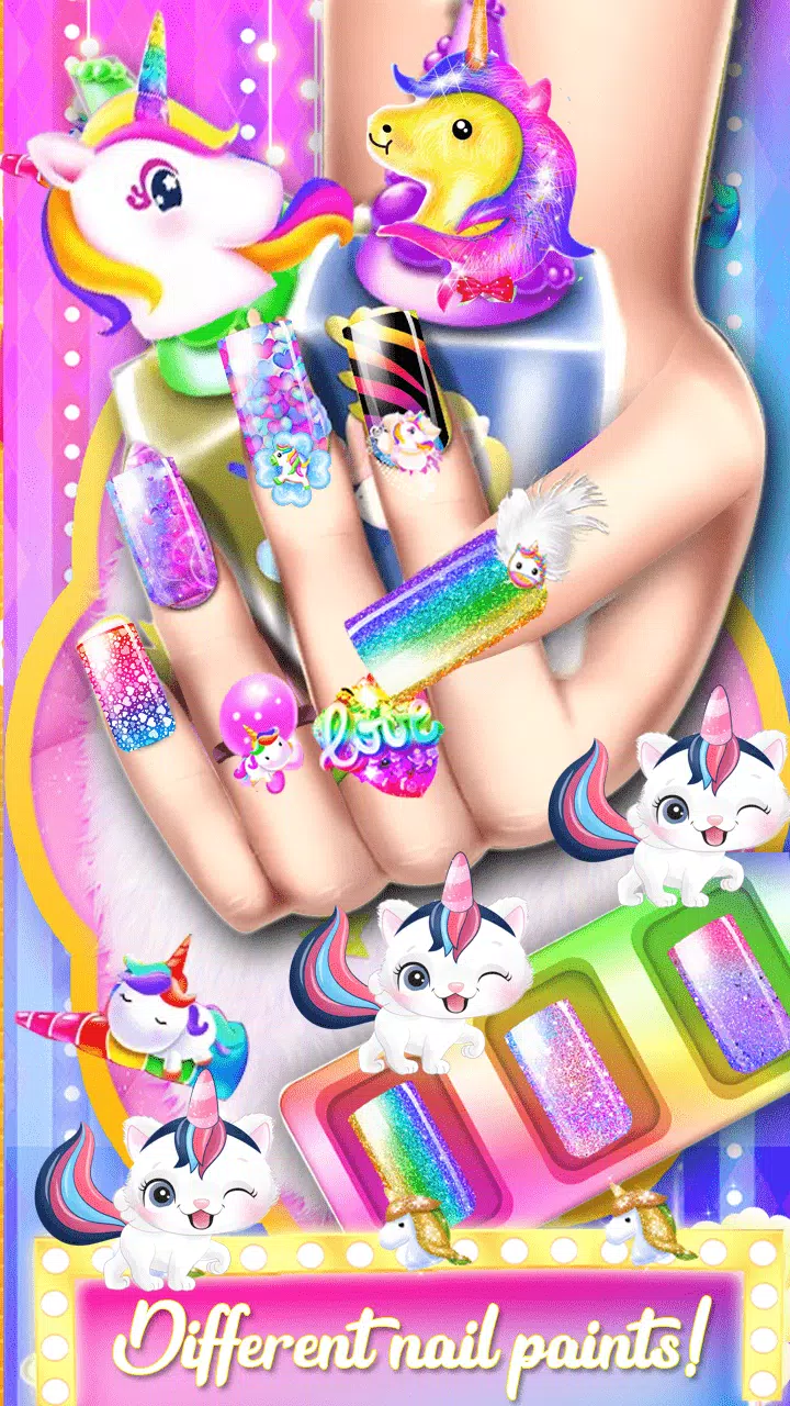 Unicorn Acrylic Nails Makeover Captura de pantalla 0