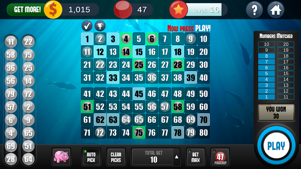 Keno Free Keno Game Schermafbeelding 0