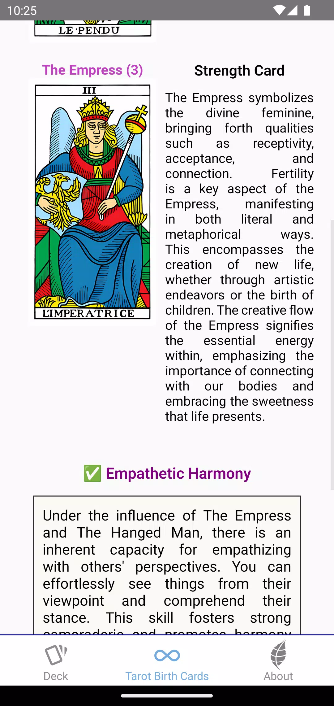 Tarot Birth Cards Captura de pantalla 3