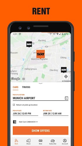 SIXT rent. share. ride. plus. Captura de pantalla 1