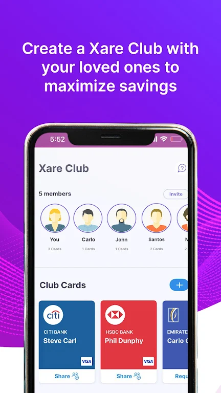 Xare - Share Debit,Credit card স্ক্রিনশট 1