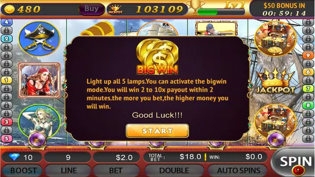 Pirate Slots - FreeSlots Game Screenshot 3