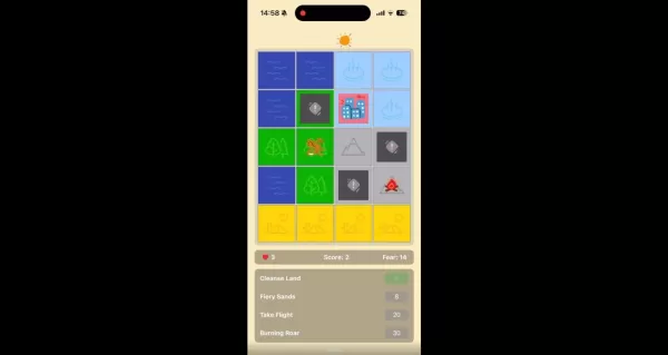 screenshot of the gameplay tiles of eldermyth showcasing its different mechanics