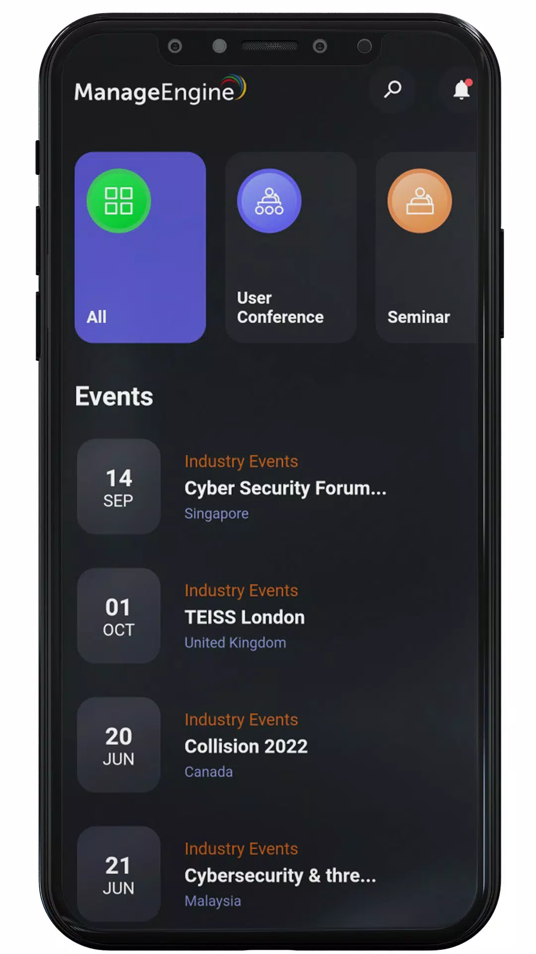ManageEngine Events Tangkapan skrin 1