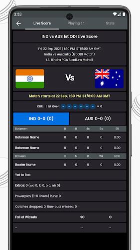 Live Cricket Score, IND vs RSA 螢幕截圖 1