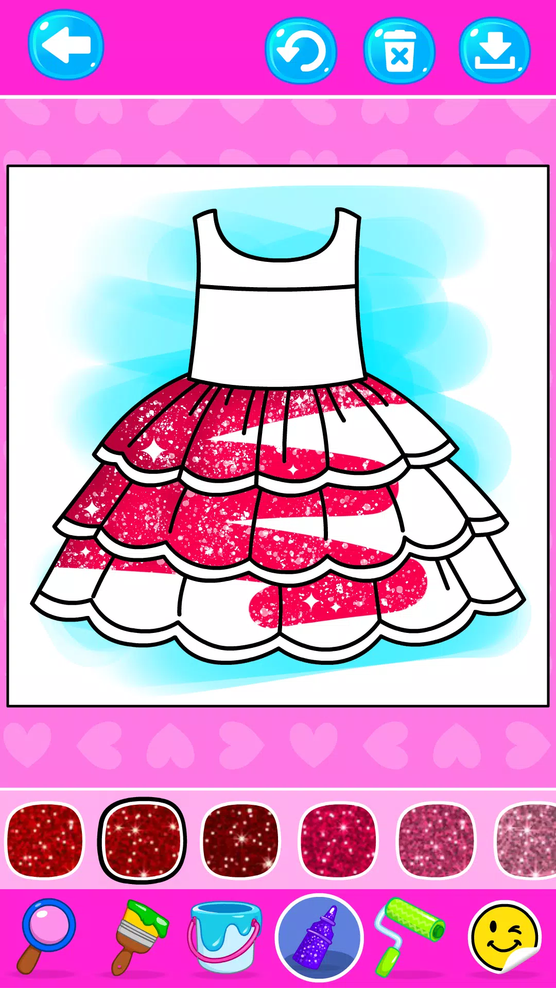 Girls Glitter Dress Coloring Tangkapan skrin 1