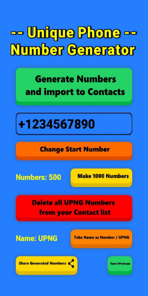 Unique Phone Number Generator ภาพหน้าจอ 1