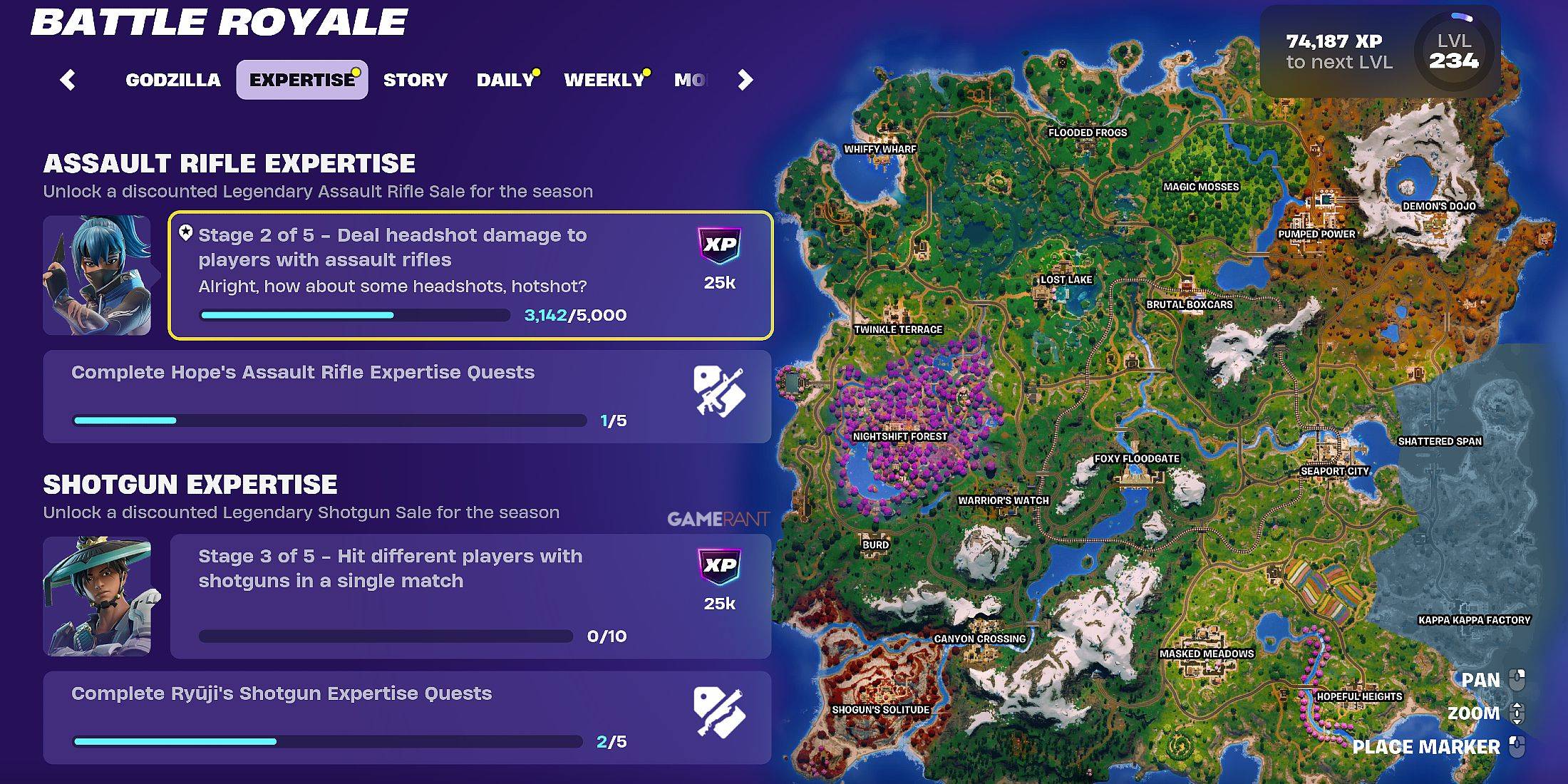 Fortnite獵人的所有武器專業知識任務