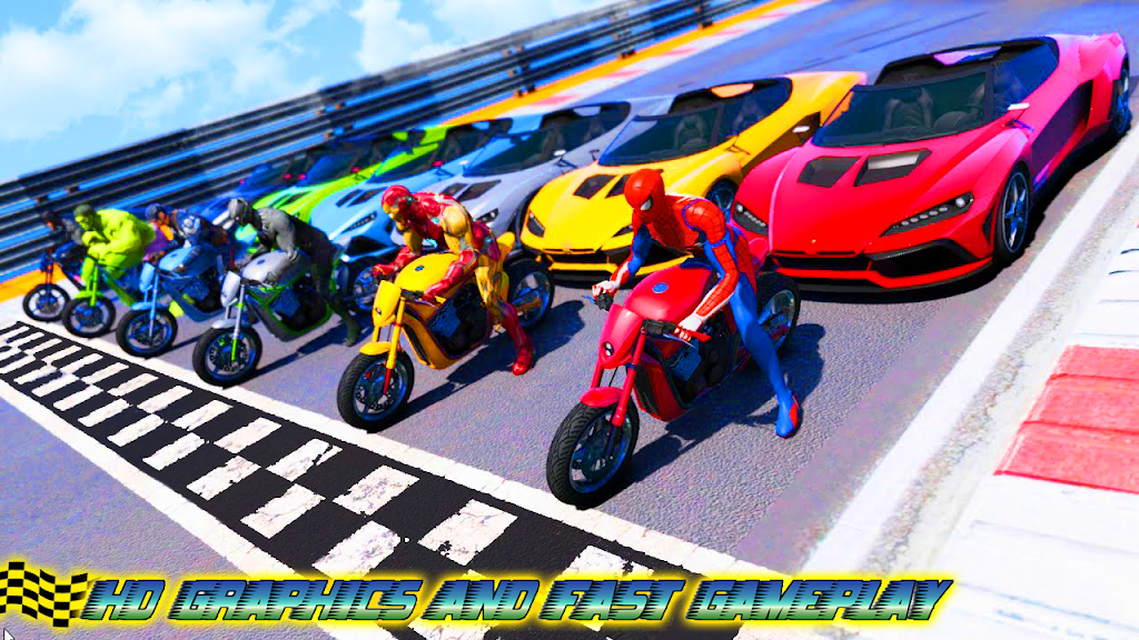 Superhero Bike Stunt Games 3D ဖန်သားပြင်ဓာတ်ပုံ 1