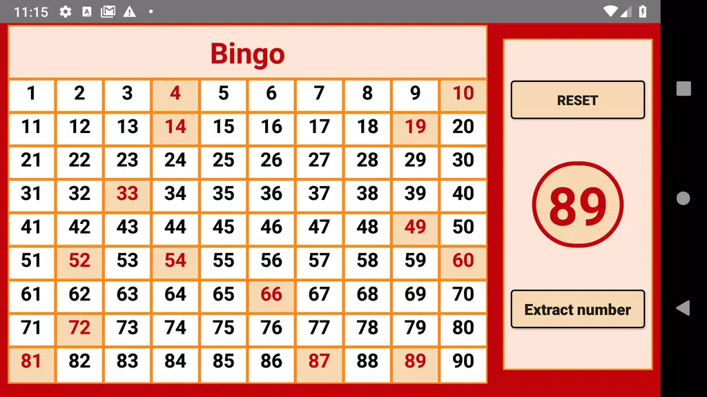 Bingo - numbers extractor - 90 numbers Ảnh chụp màn hình 1