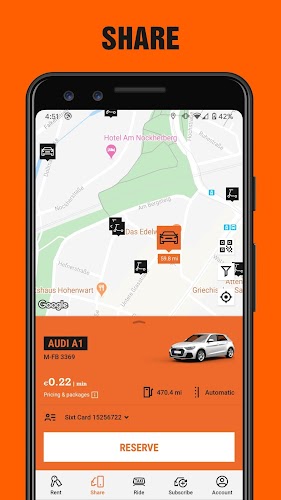 SIXT rent. share. ride. plus. Captura de pantalla 2