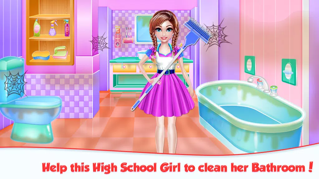 Highschool Girl House Cleaning Screenshot 1