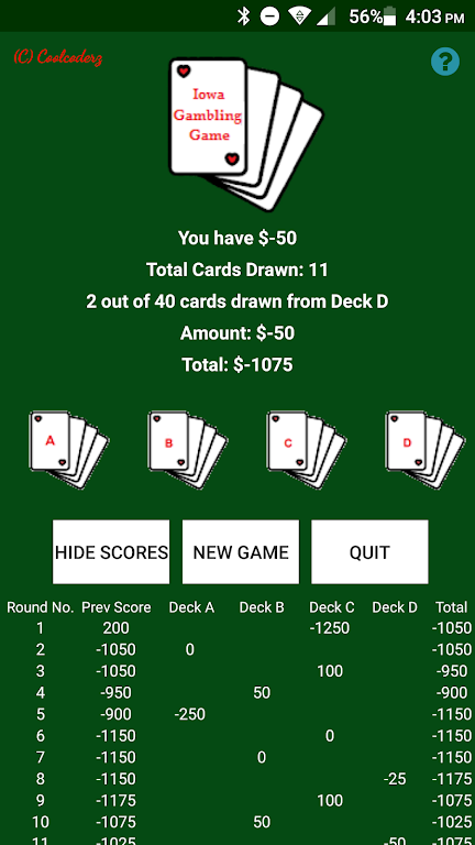 Iowa Gambling Game: Decision Making With Cards 螢幕截圖 0