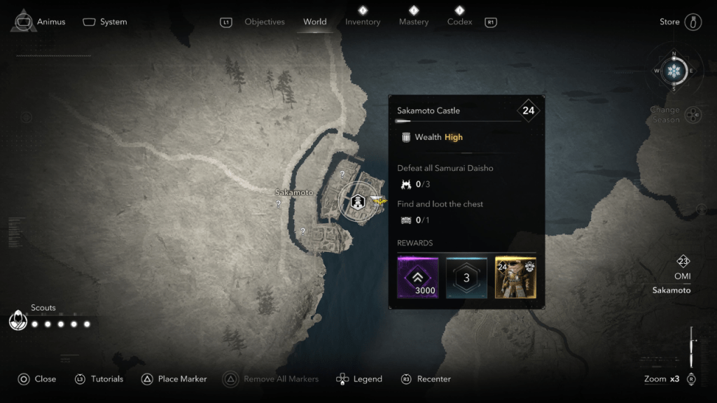 Sakamato Castle Awards 3.000 XP im Assassin's Creed Shadows